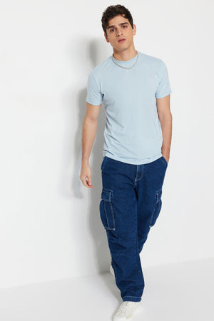 Dirty Blue Men'S Basic Regular/Normal Fit Crew Neck Short Sleeved T-Shirt Tmnss22Ts0271