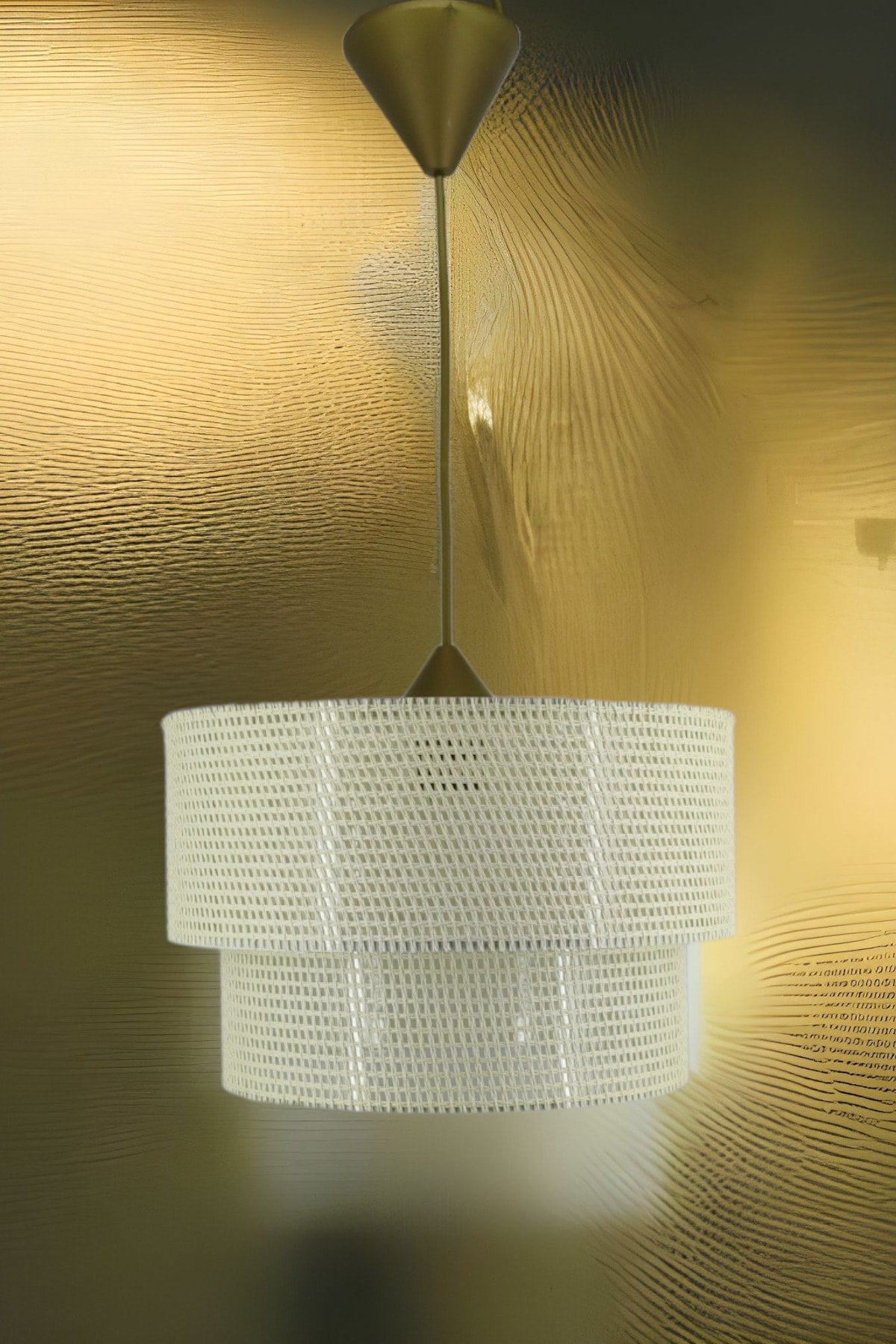 Wicker Pendant Lamp Chandelier Cream E695