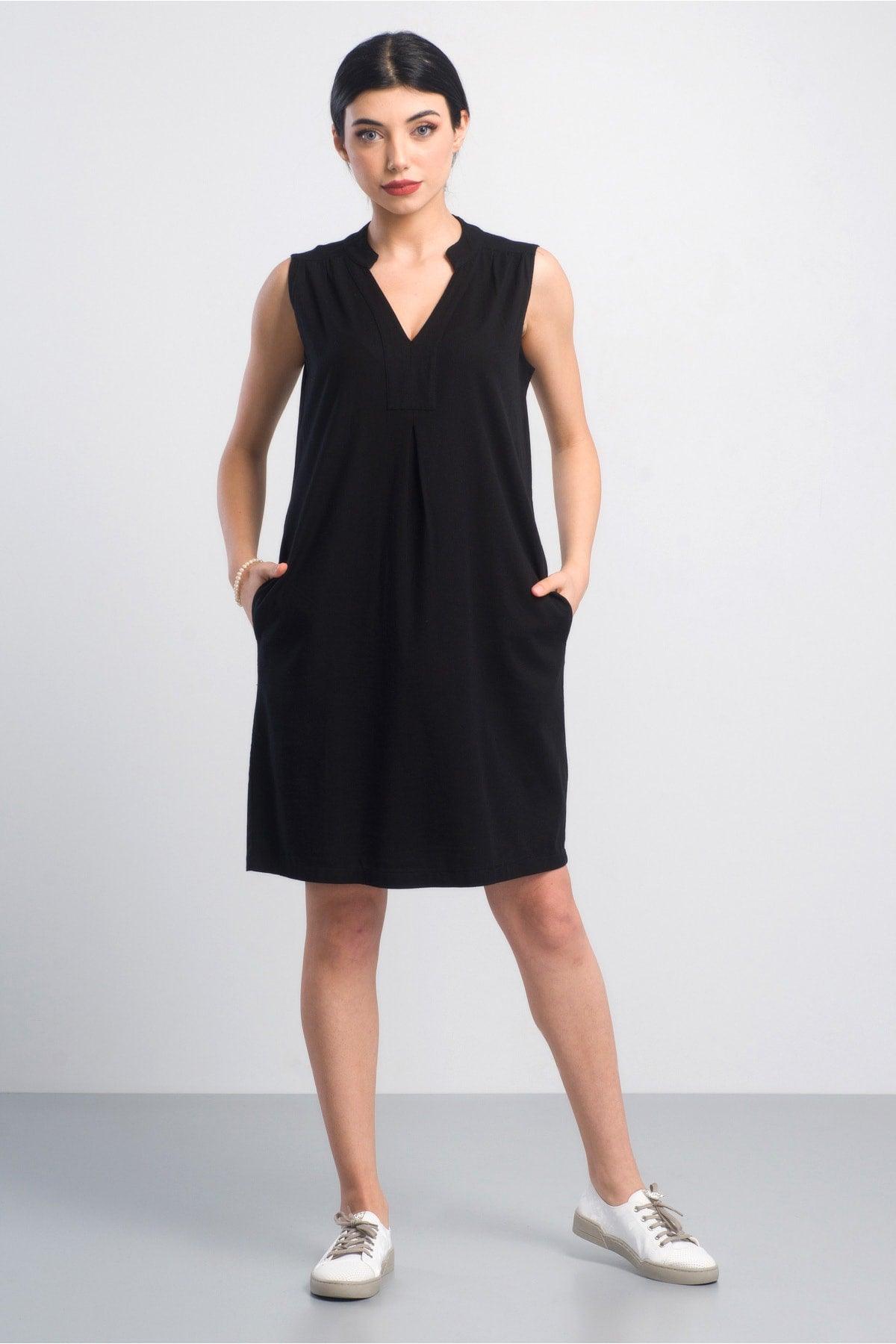 Black Cotton Lycra Dress - Swordslife