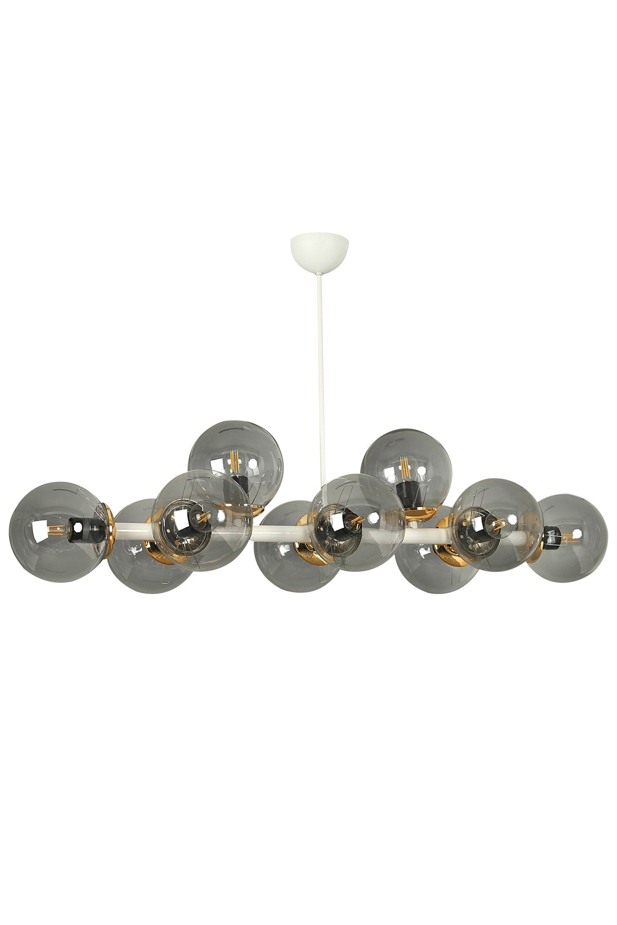 Luxury Modern Design White 10-Piece Smoked Globe Glass Chandelier