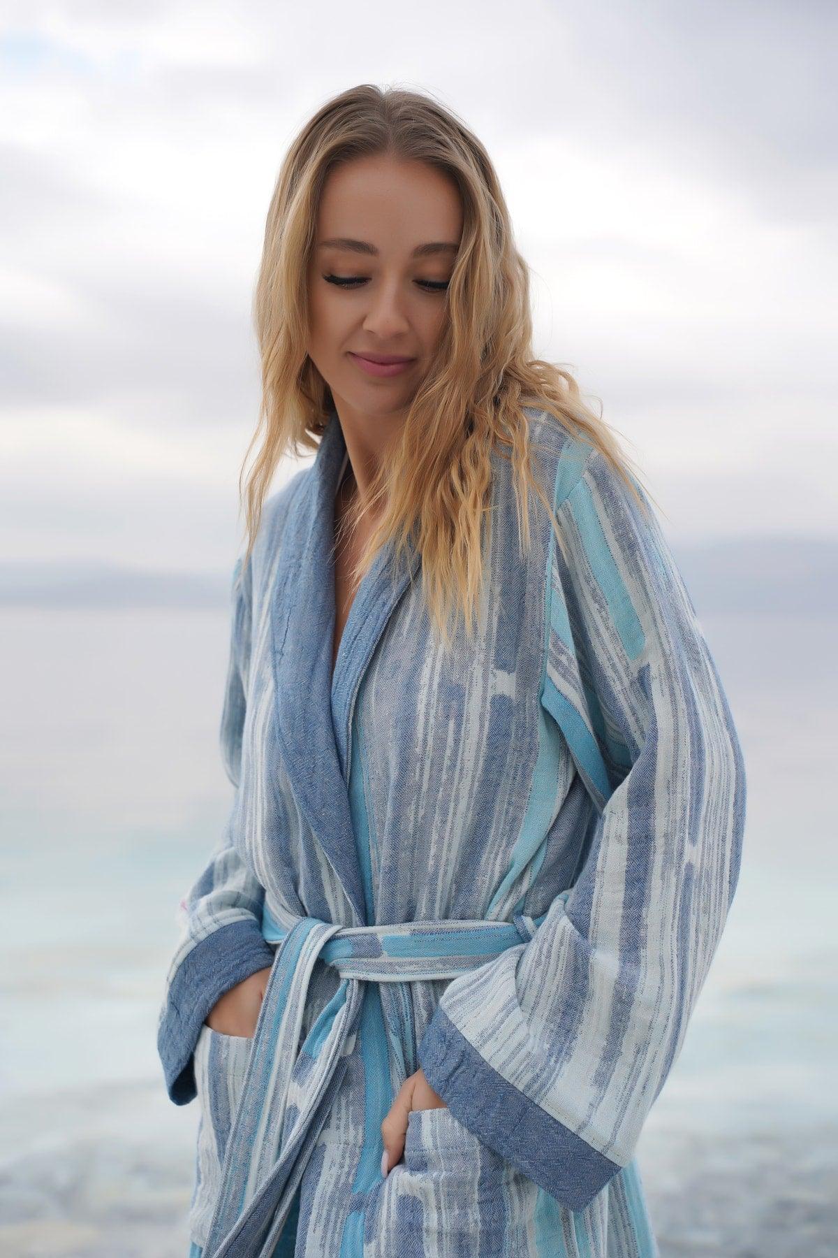 - 100% Cotton Peshtemal Bathrobe - Beach Peshtemal Bathrobe- Special Design Beach Creation - Swordslife