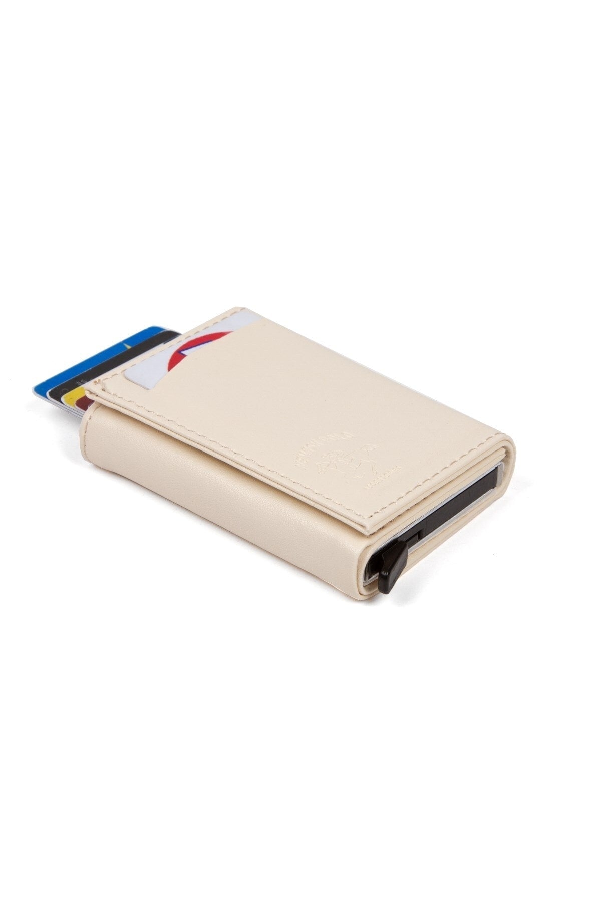 Unisex Leather Aluminum Mechanism Sliding Card Holder Wallet With Paper Money Compartment (7,5X10Cm)