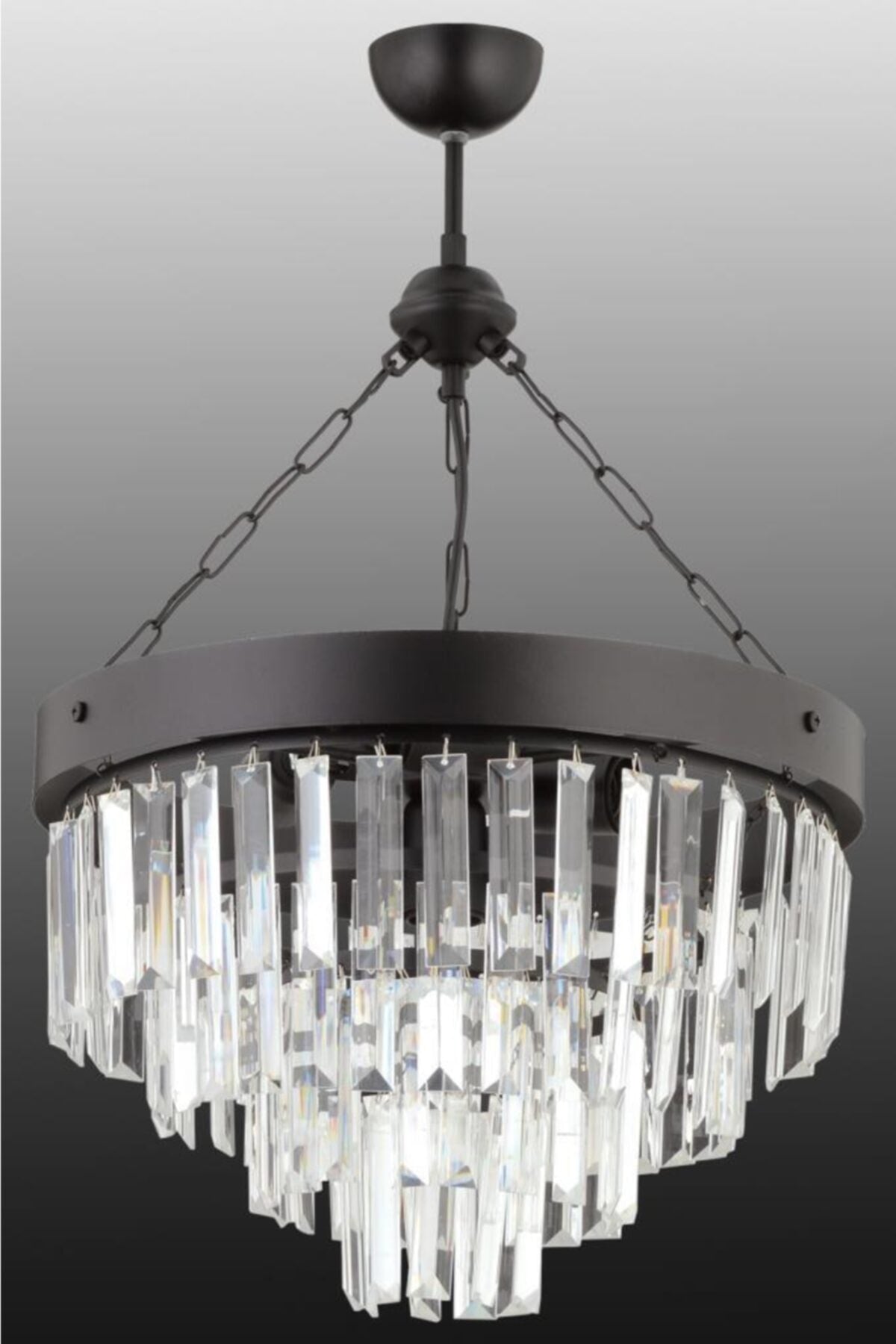 Linda 40' Black Luxury Crystal Stone Chandelier