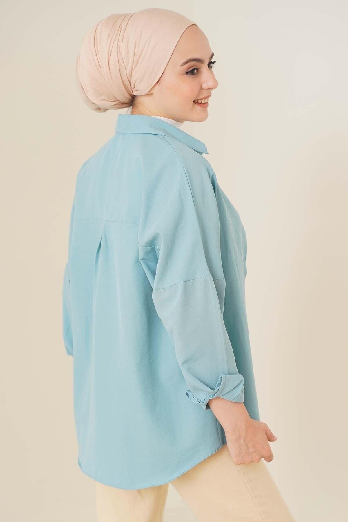 103901 Oversize Basic Hijab Shirt - Green - Swordslife