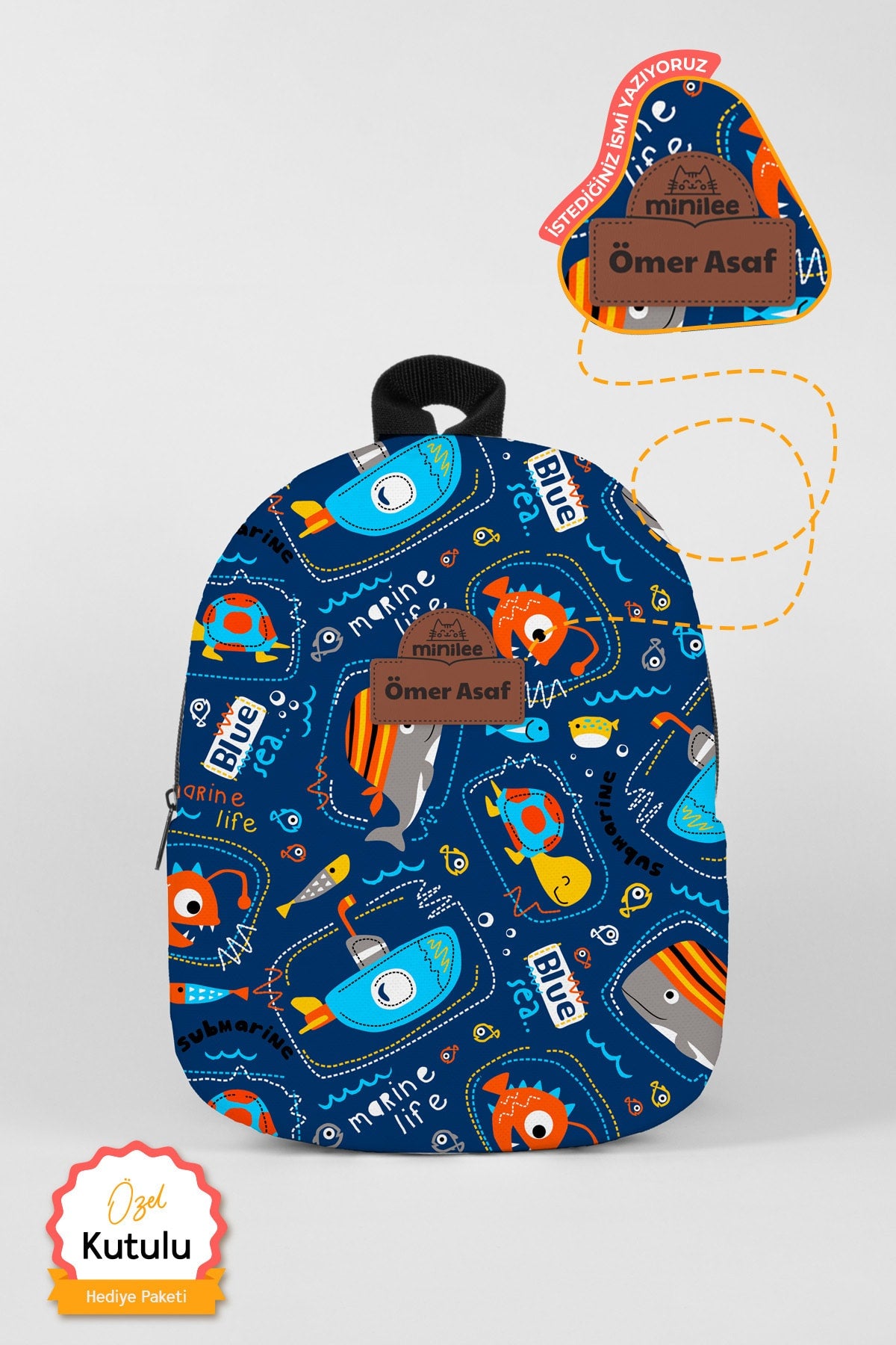 Custom Name - Underwater World V2 0-8 Years - Nursery, Kindergarten Kids Backpack