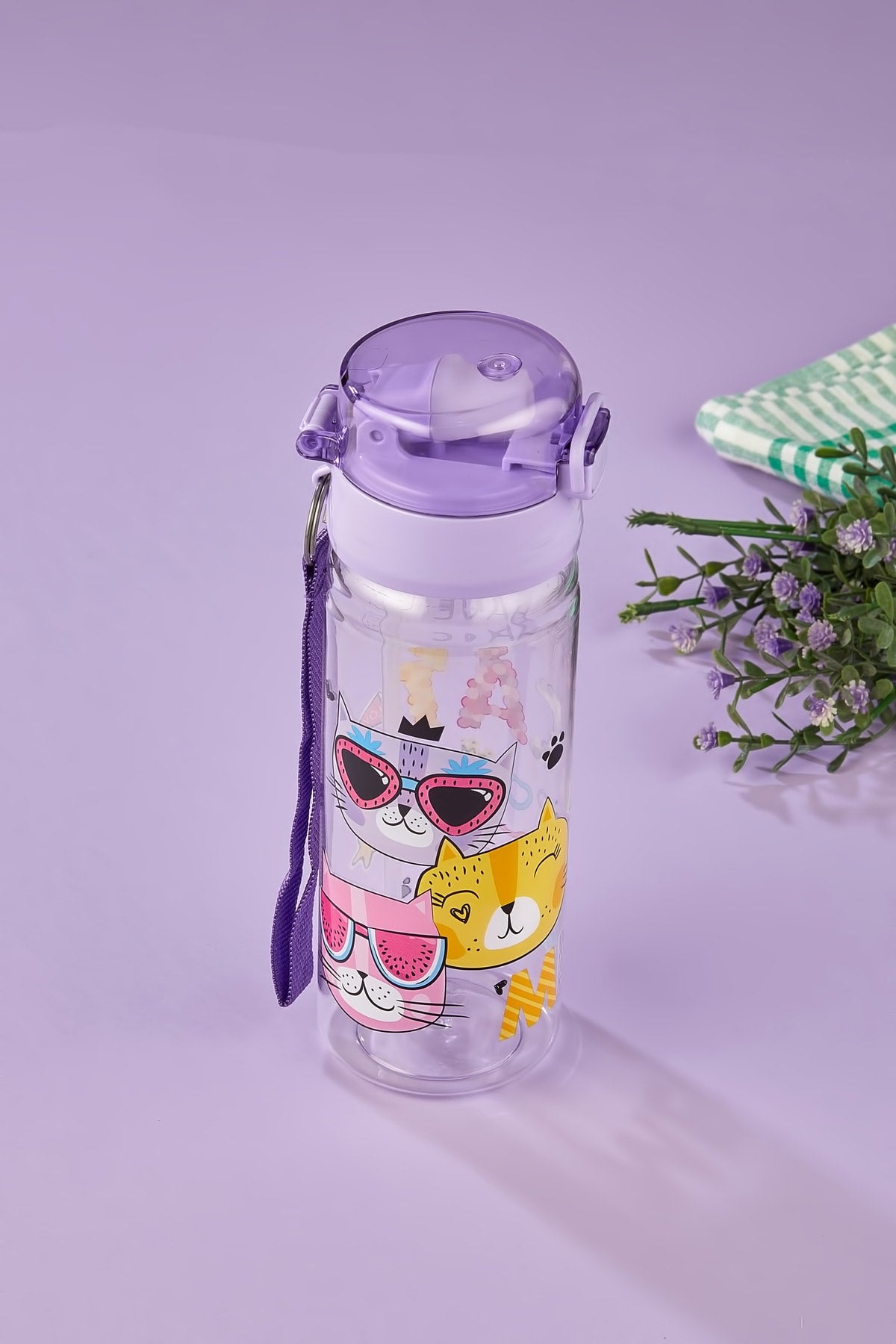 Healthy Polycarbonate Flask 500 Ml, Flask With Straw 500 Ml Cats