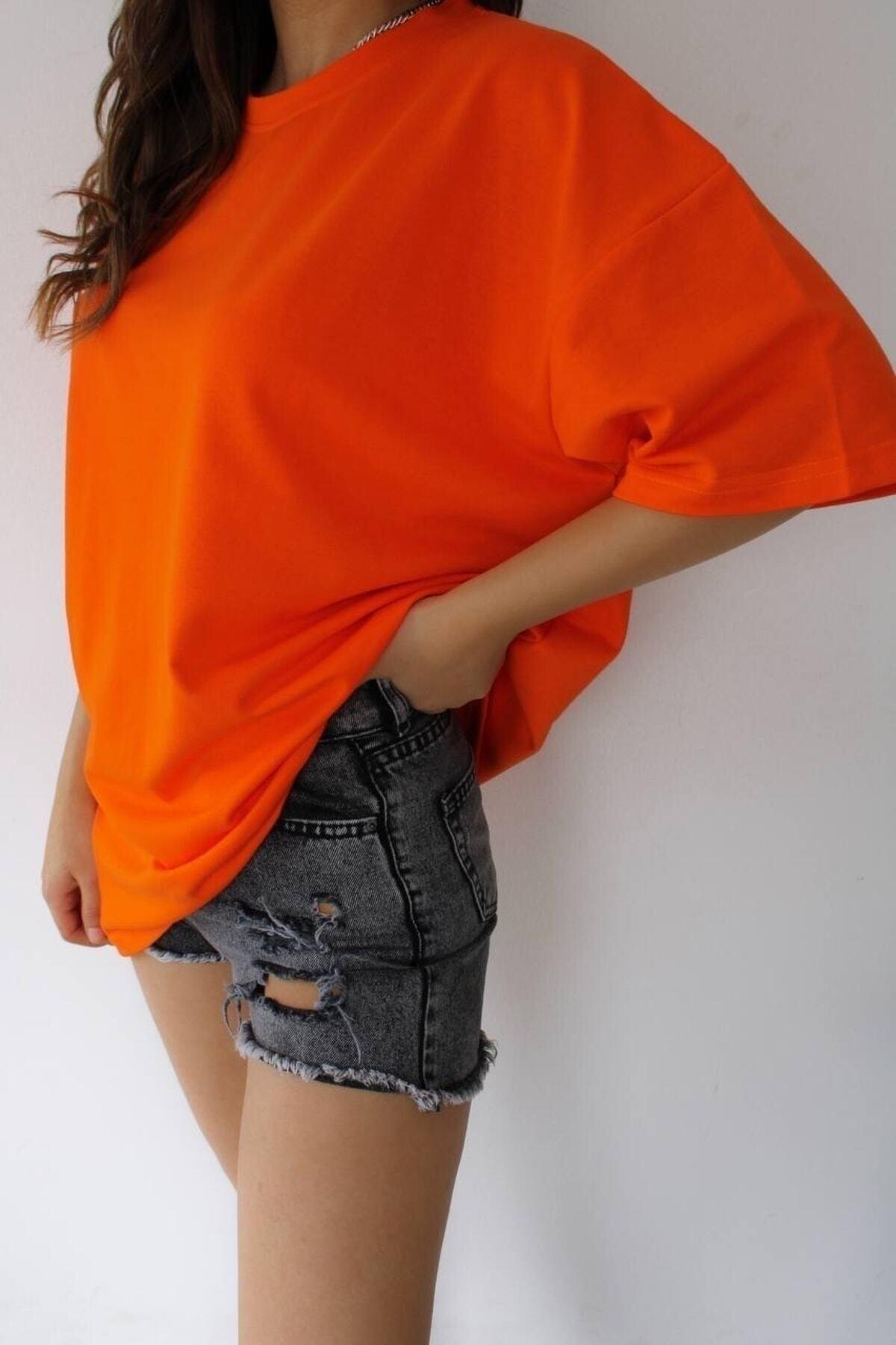 Unisex Orange Orange Crew Neck Cotton Oversize - Swordslife