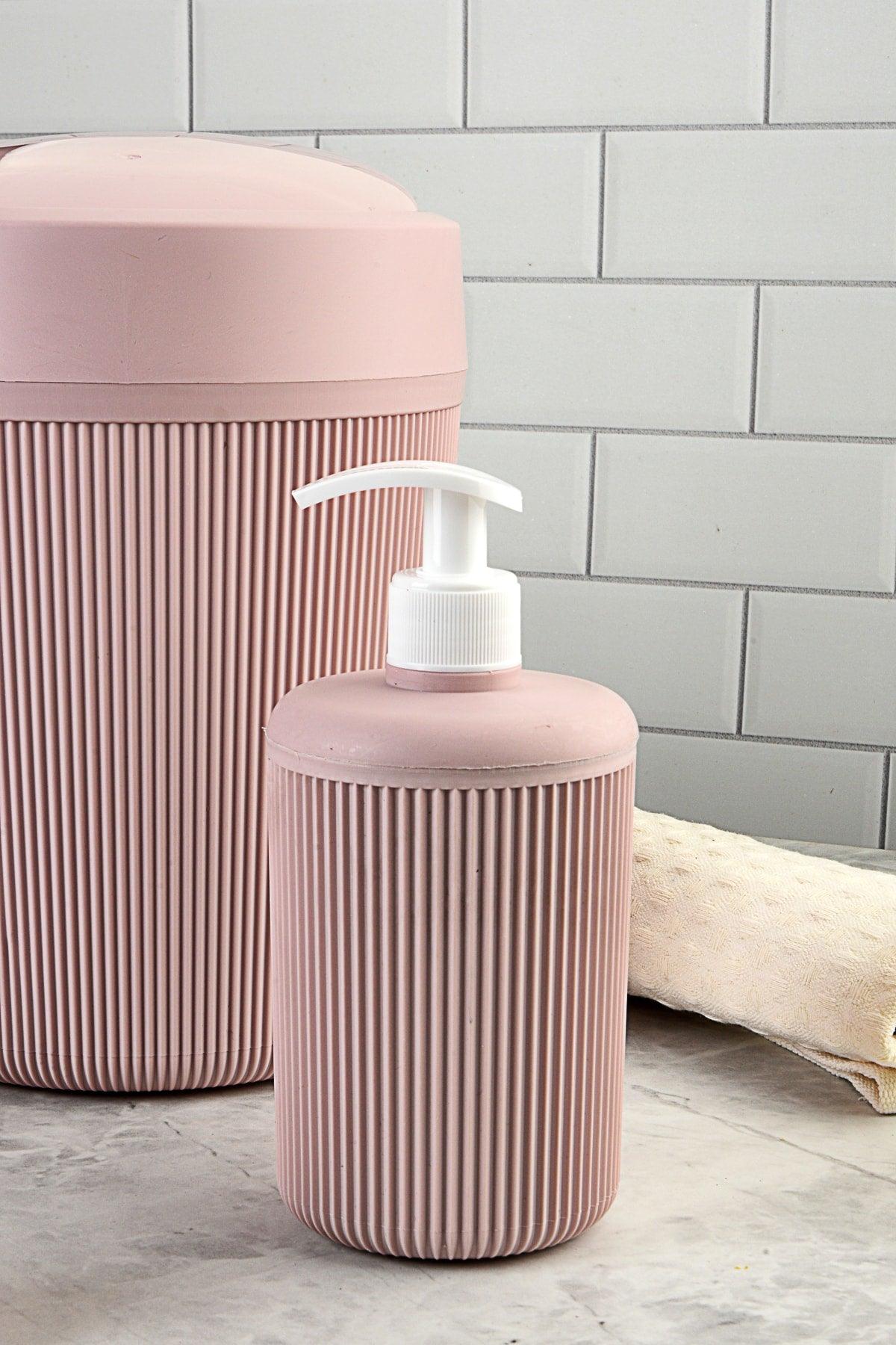 Pink Striped Bathroom Set of 5 - Swordslife