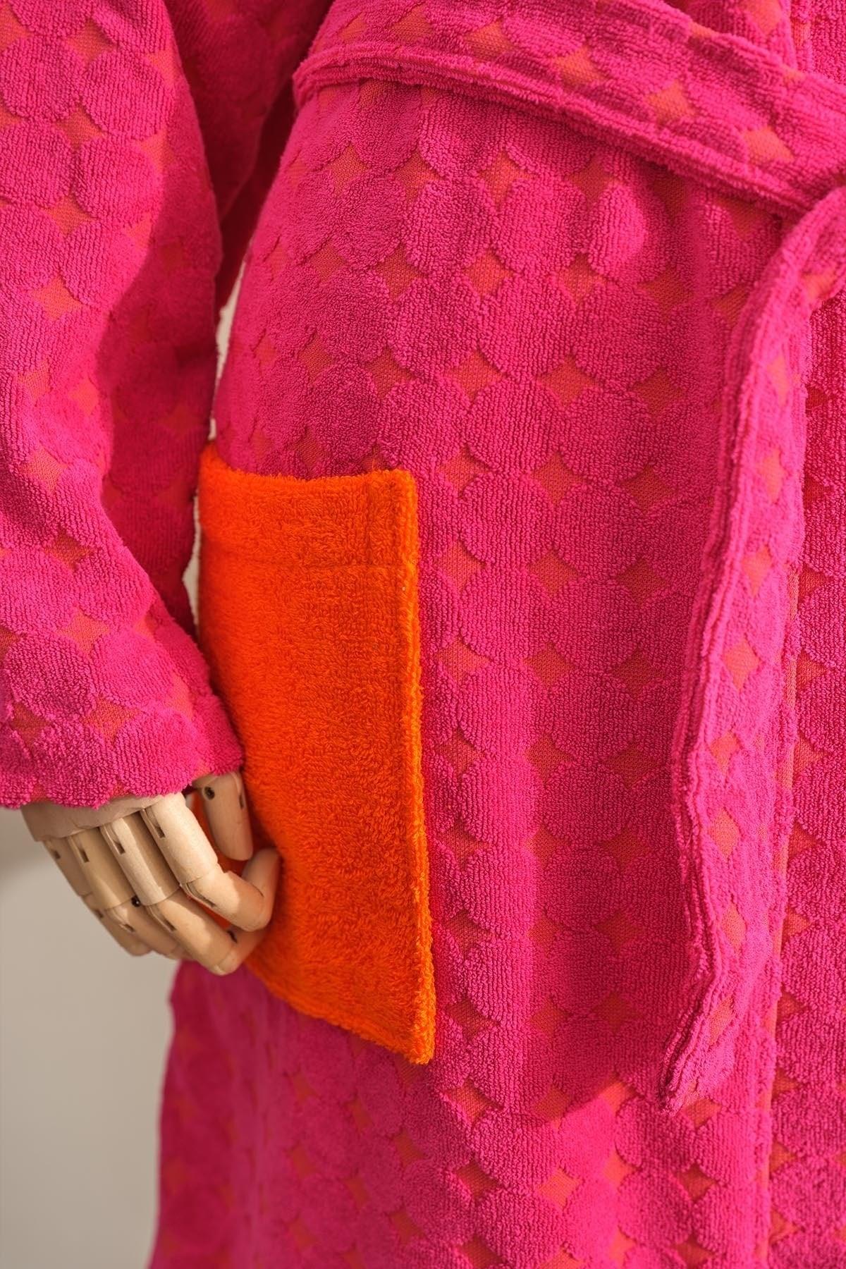 Young Audra Fuchsia Orange 100% Cotton Bathrobe S/m - Swordslife