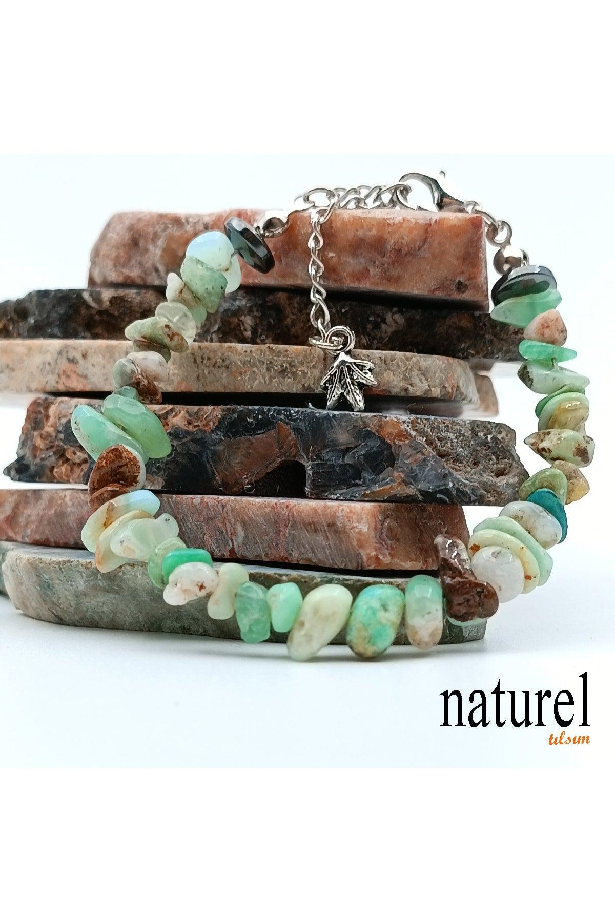 Natural Stone Chrysoprase Women's Bracelet - Broken Natural Stone - Gift Bracelet - Swordslife