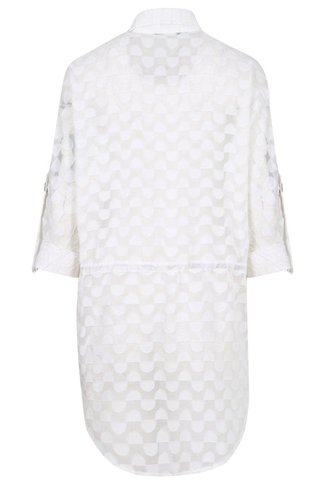 Special Design Couture White Scalloped Transparent Shirt White Shirt Dress - Swordslife