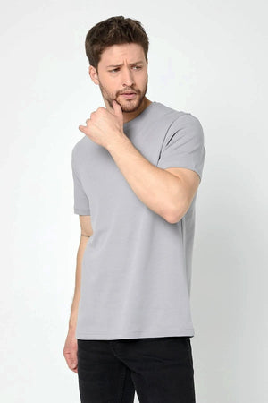 Men'S Gray Crew Neck Cotton Short Sleeve T-Shirt