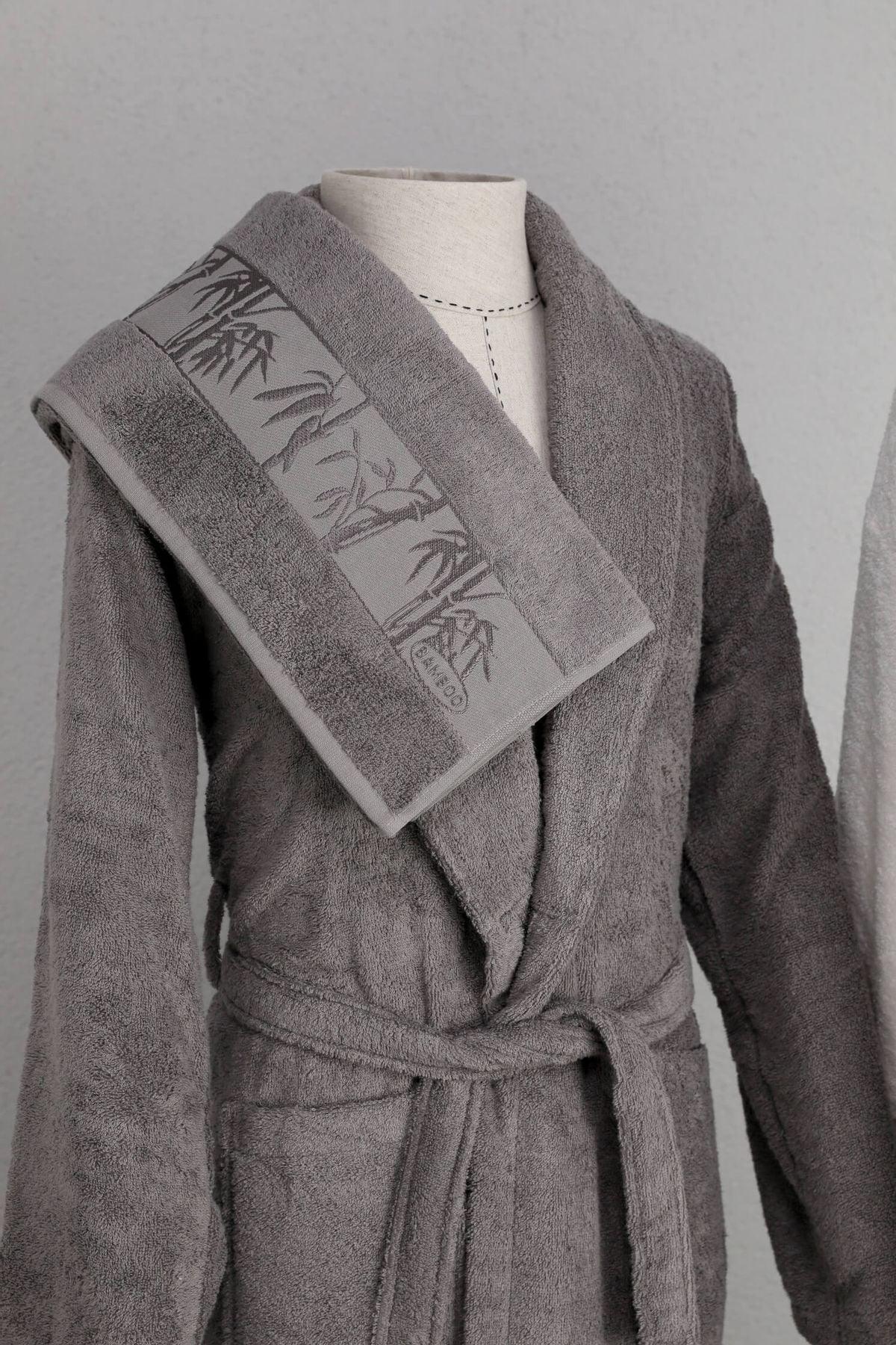 Nurpak Bamboo Family Bathrobe Set - Ecru - Anthracite - Swordslife