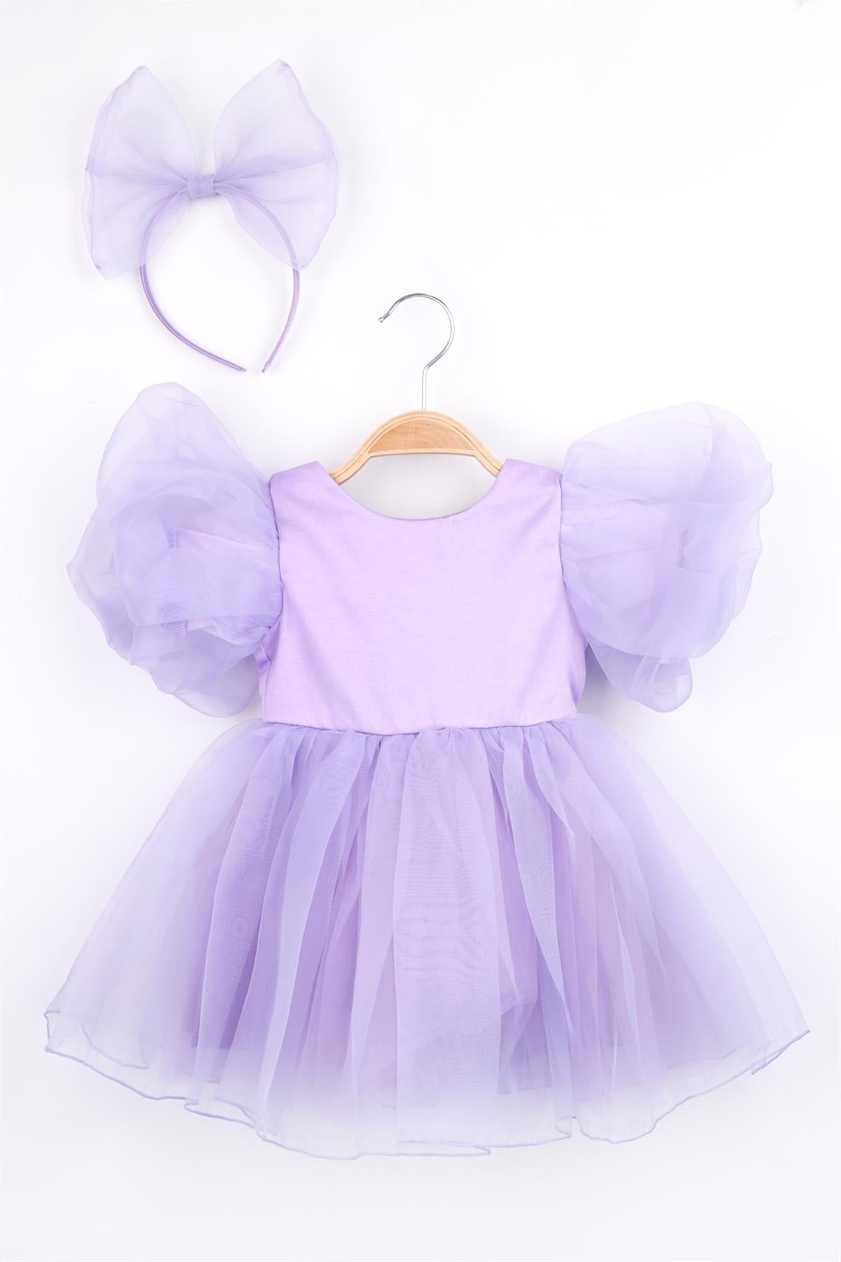 Lilac Crowned Organza Girl's Party Dress - Carlene