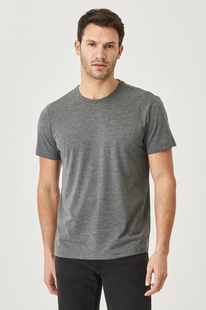 Men'S Anthracite Cotton Slim Fit Slim Fit Crew Neck Short Sleeved T-Shirt