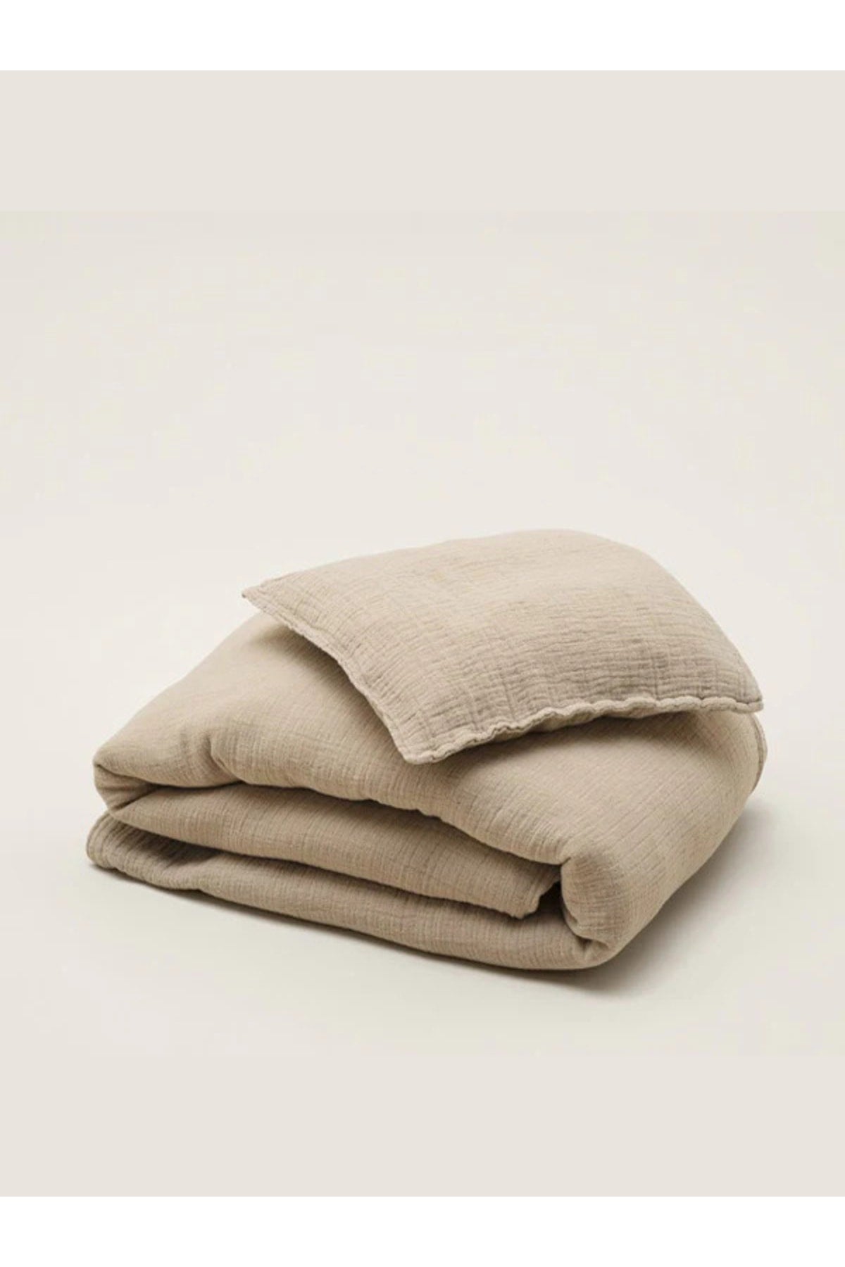 Baby Duvet Cover Set 70X110 Cm 100% Organic Cotton 15 Cm Bed Height (Beige)