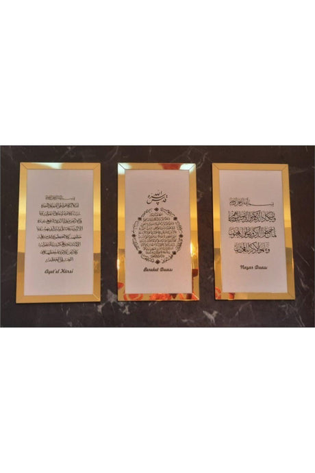 3d Dua Set (Bereket,ayetel Cur, Nazar DualYellow) Weiß/Gold - Swordslife