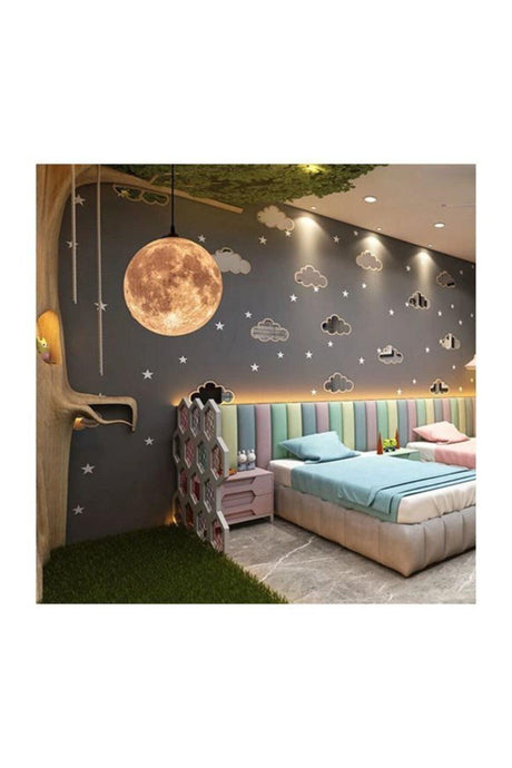 3d Moon Pendant Lamp Decorative Room Kids Room Moon Lamp Gift 20cm - Swordslife
