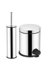 3lt Chrome 2 Pcs Bathroom Set Pedal Dustbin