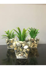 Artificial Greenery Artificial Flower in 3 Pebble Pot 6cmx10cm - Swordslife