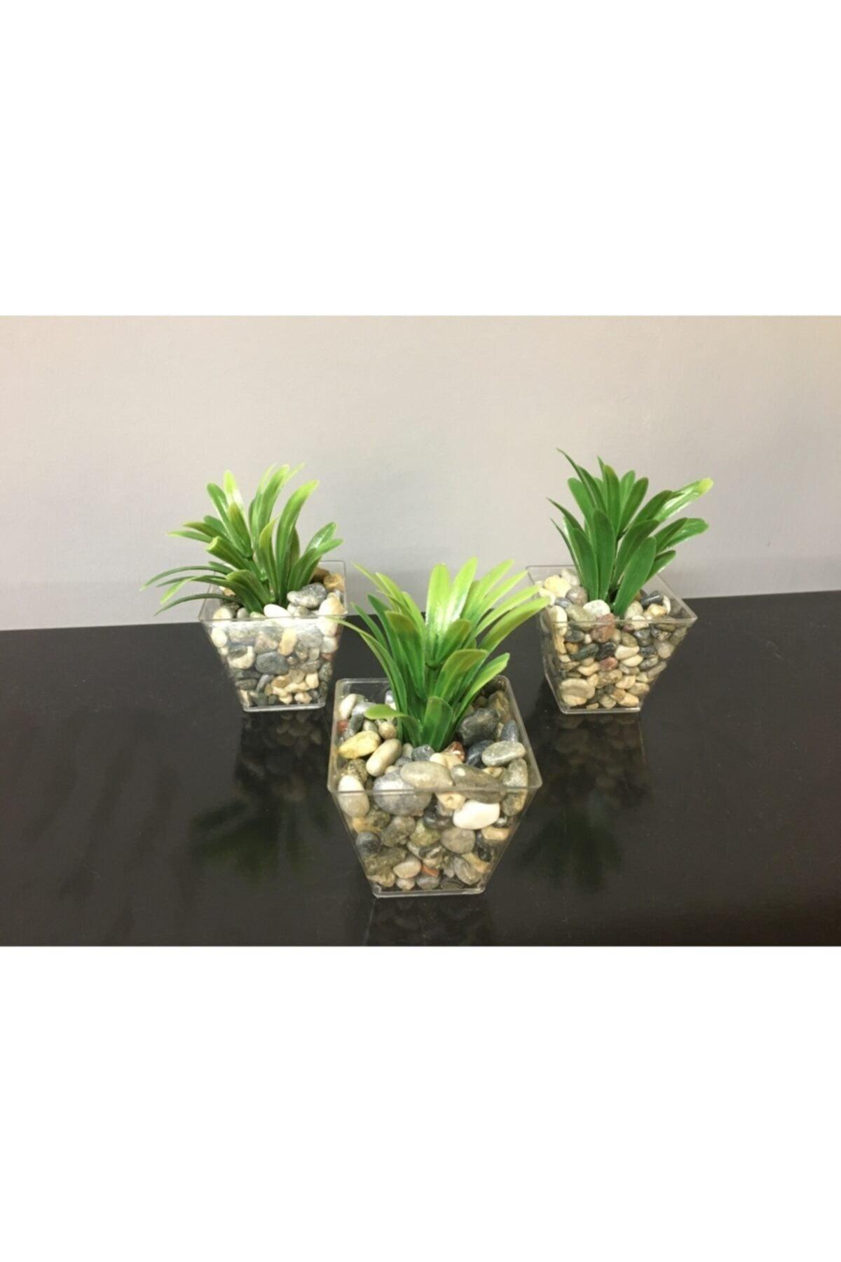 Artificial Greenery Artificial Flower in 3 Pebble Pot 6cmx10cm - Swordslife