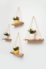 4 Pieces Decorative Rope Wall Shelf Bookcase & Flowerpot - Swordslife