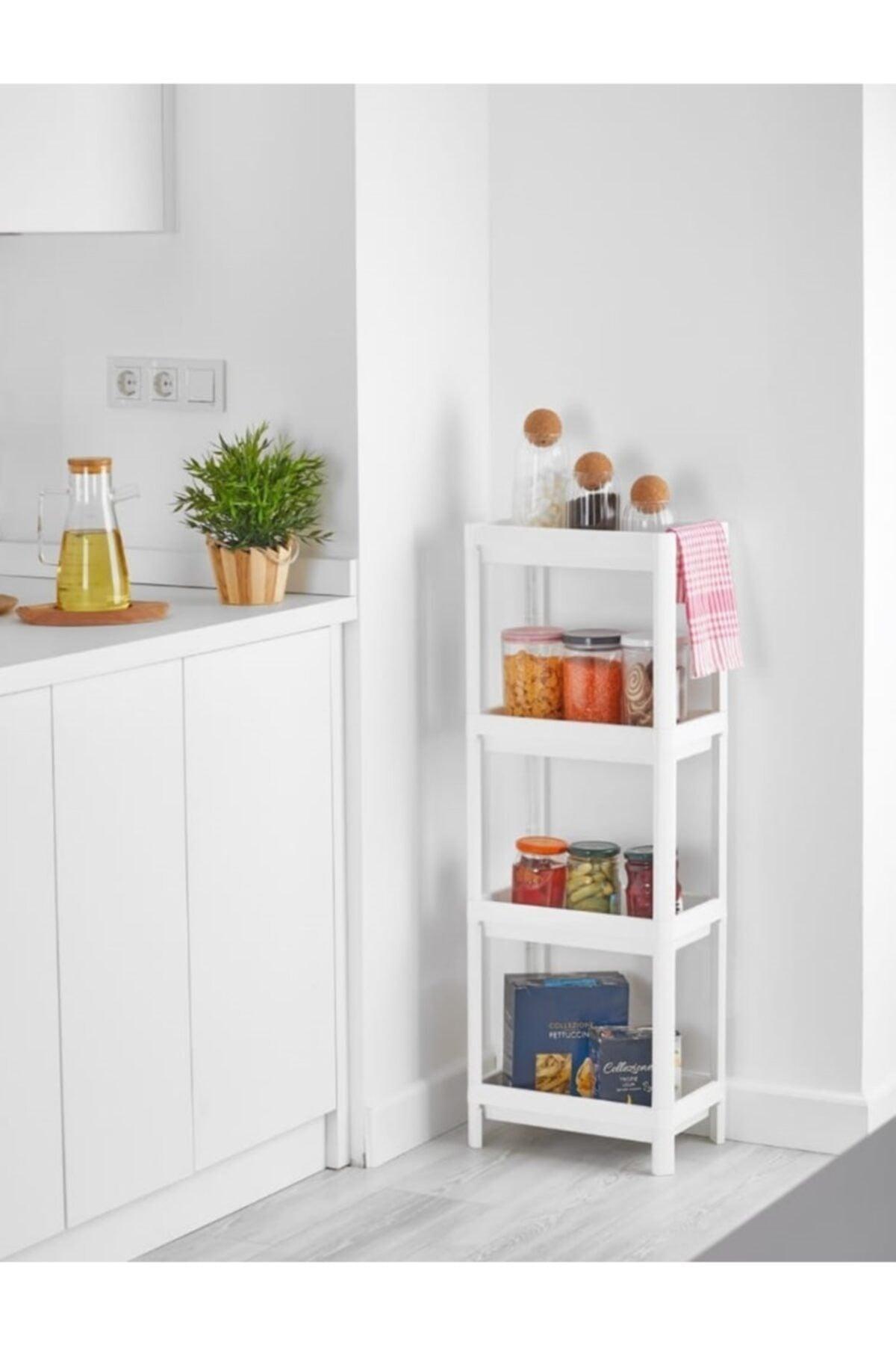 4 Tiers Organized Organizer Shelving Unit White