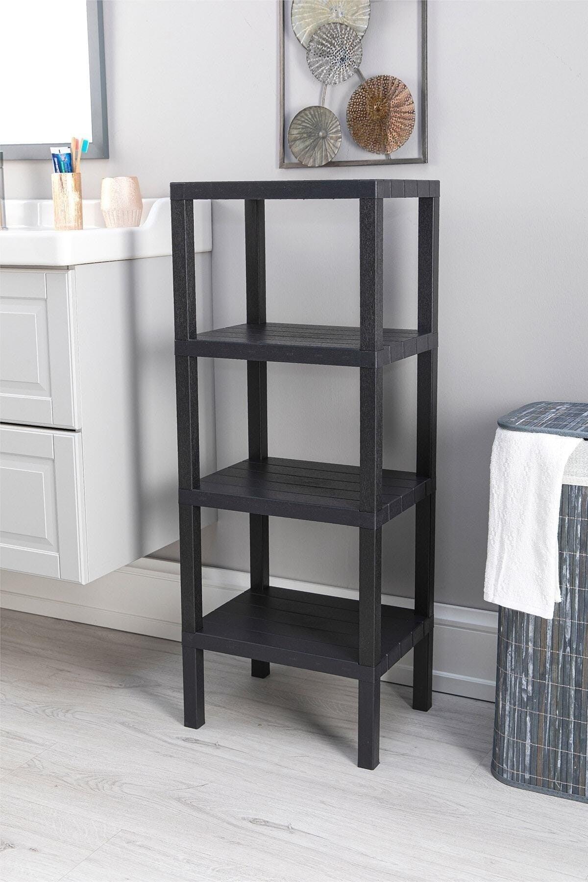 4 Tiers Plastic Shelving Unit Kitchen Shelf Bathroom