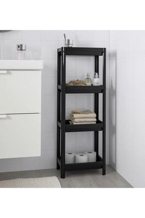 4 Tiers Plastic Shelving Unit Kitchen Shelf Bathroom Shelf Bathroom Organizer Organizer Black - Swordslife