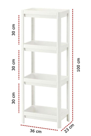 4 Tiers Plastic Shelving Unit Kitchen Shelf Bathroom Shelf Bathroom Organizer Organizer White - Swordslife