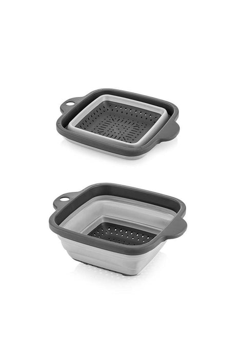 Set of 4 Accordion Folding Strainers - Kitchen Dowery Set (Brass Strainer with accordion Handle Funnel Gray) - Swordslife