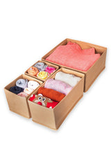 Set of 4 Beige Drawer Organizer Organizer