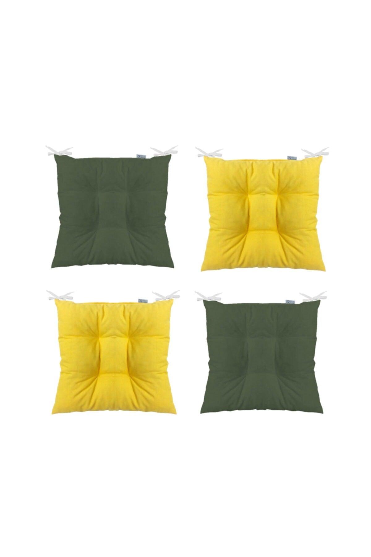 4-Piece Combination Pofidik Square Chair Cushion 40 X 40 Cm Yellow-khaki - Swordslife