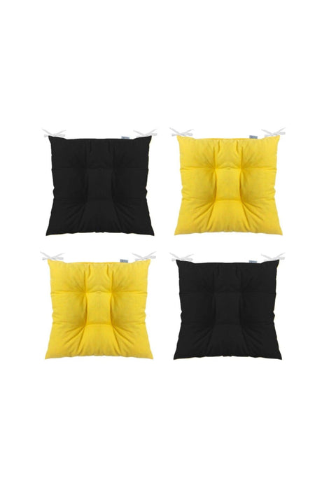 4-Piece Combination Pofidik Square Chair Cushion 40 X 40 cm Yellow Black - Swordslife