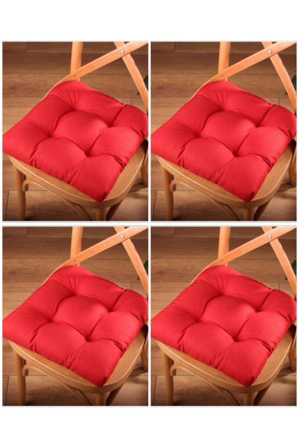 4 Pcs Lux Pofidik Red Chair Cushion Special Stitched Laced 40x40cm - Swordslife