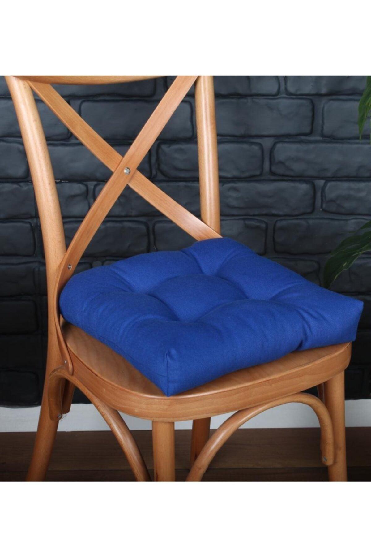 4-Set Luxury Pofidik Navy Blue Chair Cushion Specially Stitched Laced 40x40cm - Swordslife