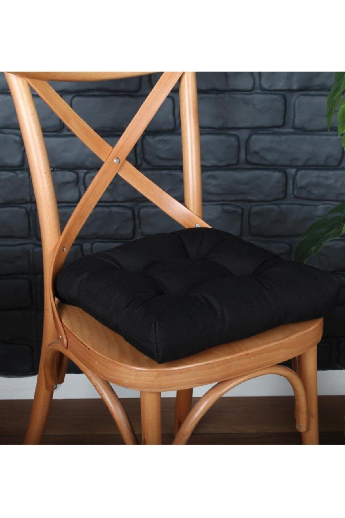 4 Pcs Lux Pofidik Black Chair Cushion Special Stitched Laced 40x40cm - Swordslife