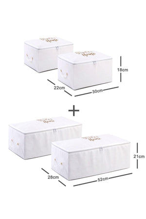 Set of 4 White Color Printed Storage Bags - Swordslife