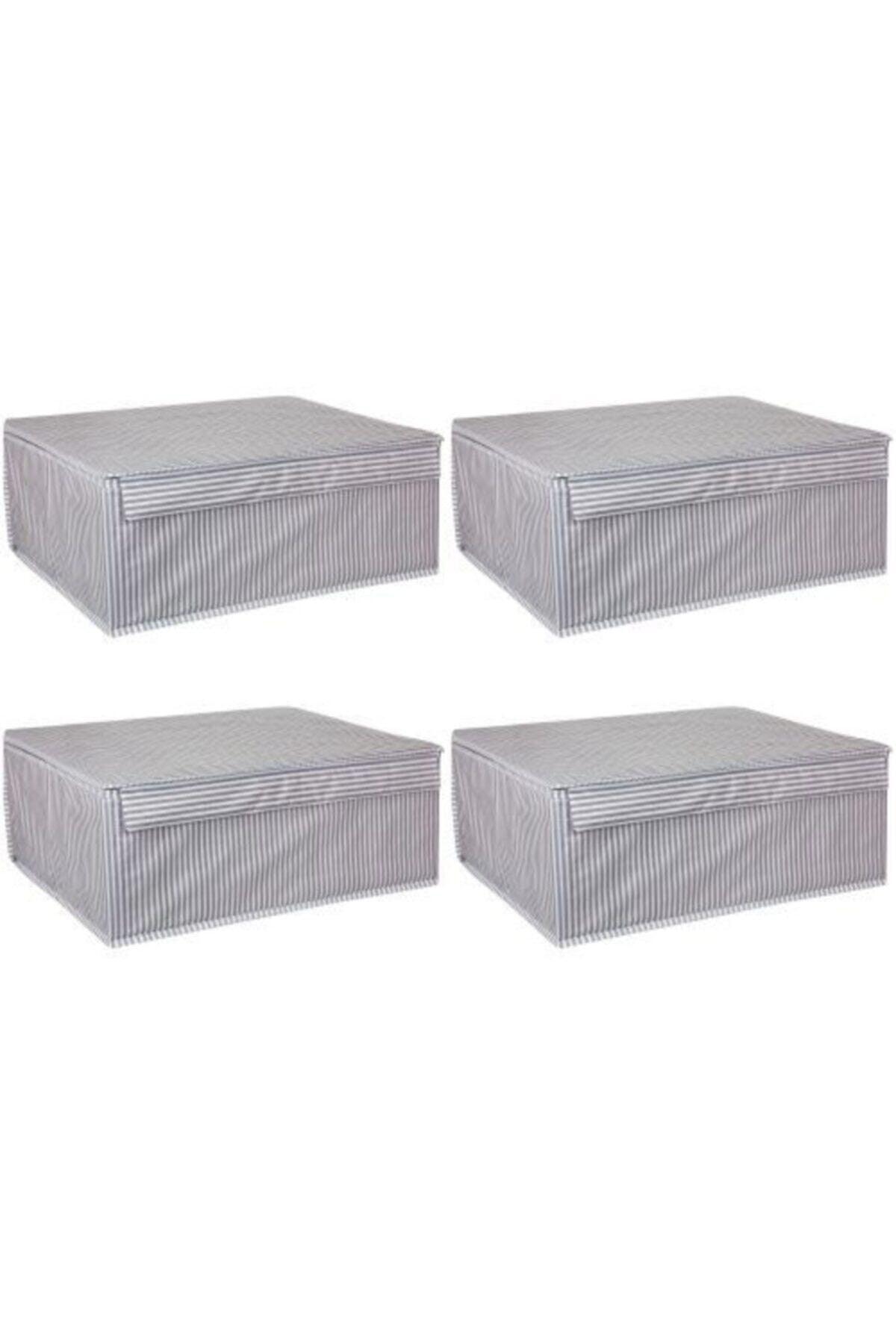 4 Pieces - Multi-Purpose (Laundry-storage-Organization Etc.) Storage Bag with Lid, Box - 50x40x19 - Base Box - Gray - Swordslife