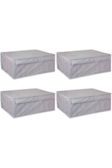 4 Pieces - Multi-Purpose (Laundry-storage-Organization Etc.) Storage Bag with Lid, Box - 50x40x19 - Base Box - Gray - Swordslife