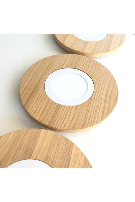 42cm - Round Oak Veneer Led Ceiling Light, Bedroom, Hallway, Bathroom Lamp - Swordslife
