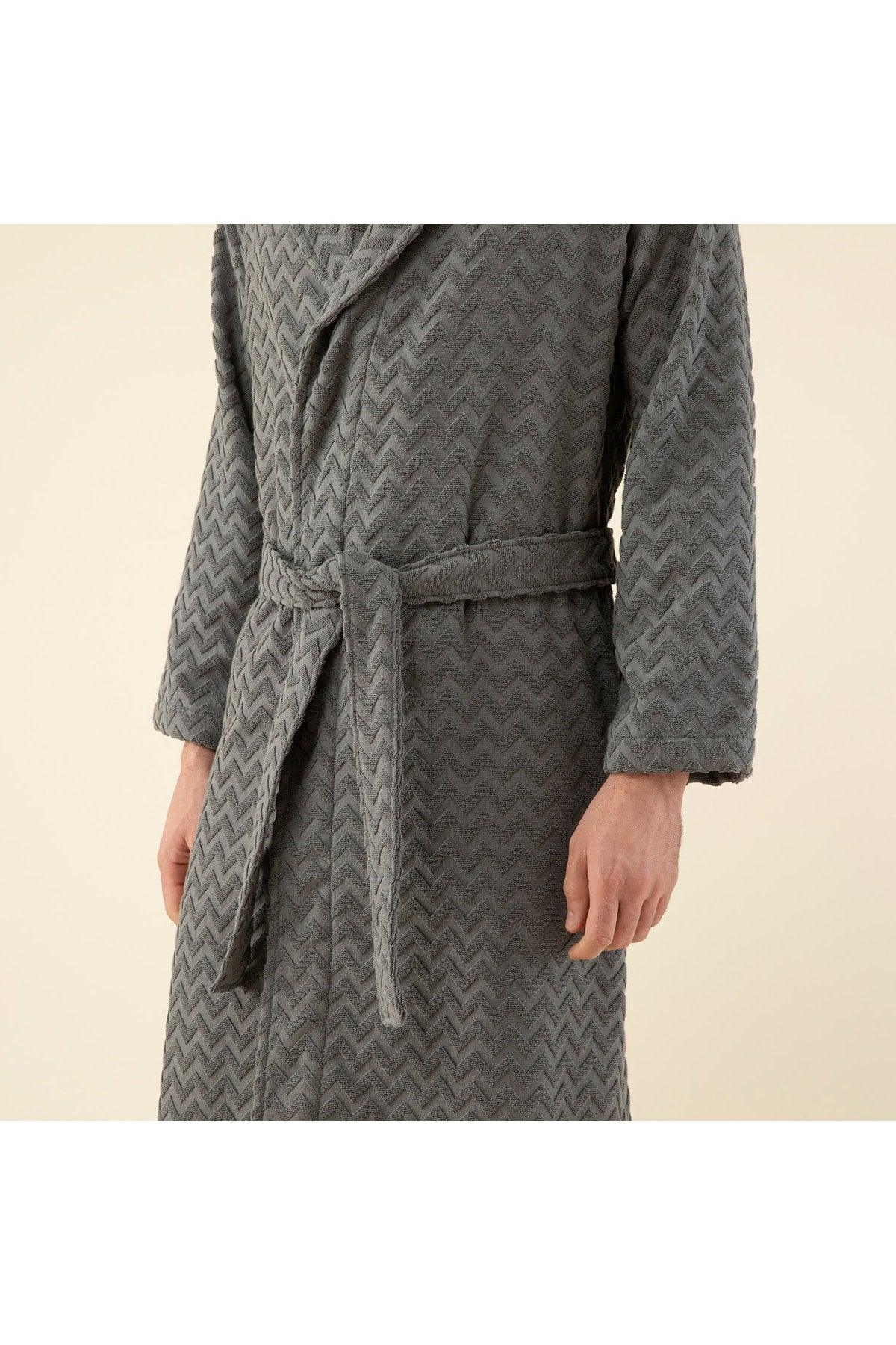 Zigzag Men's Bathrobe Anthracite - Swordslife