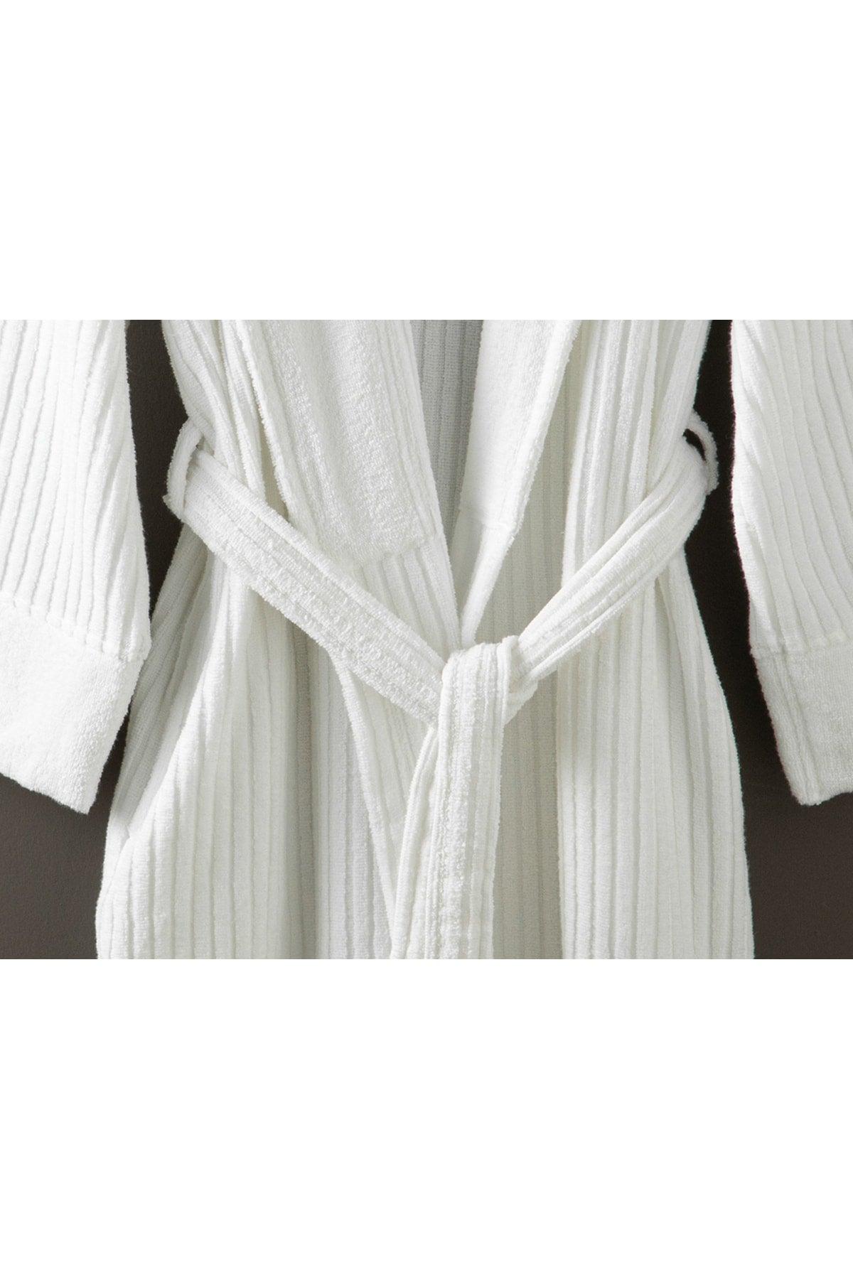 Stripe Cotton Bathrobe Sm White - Swordslife