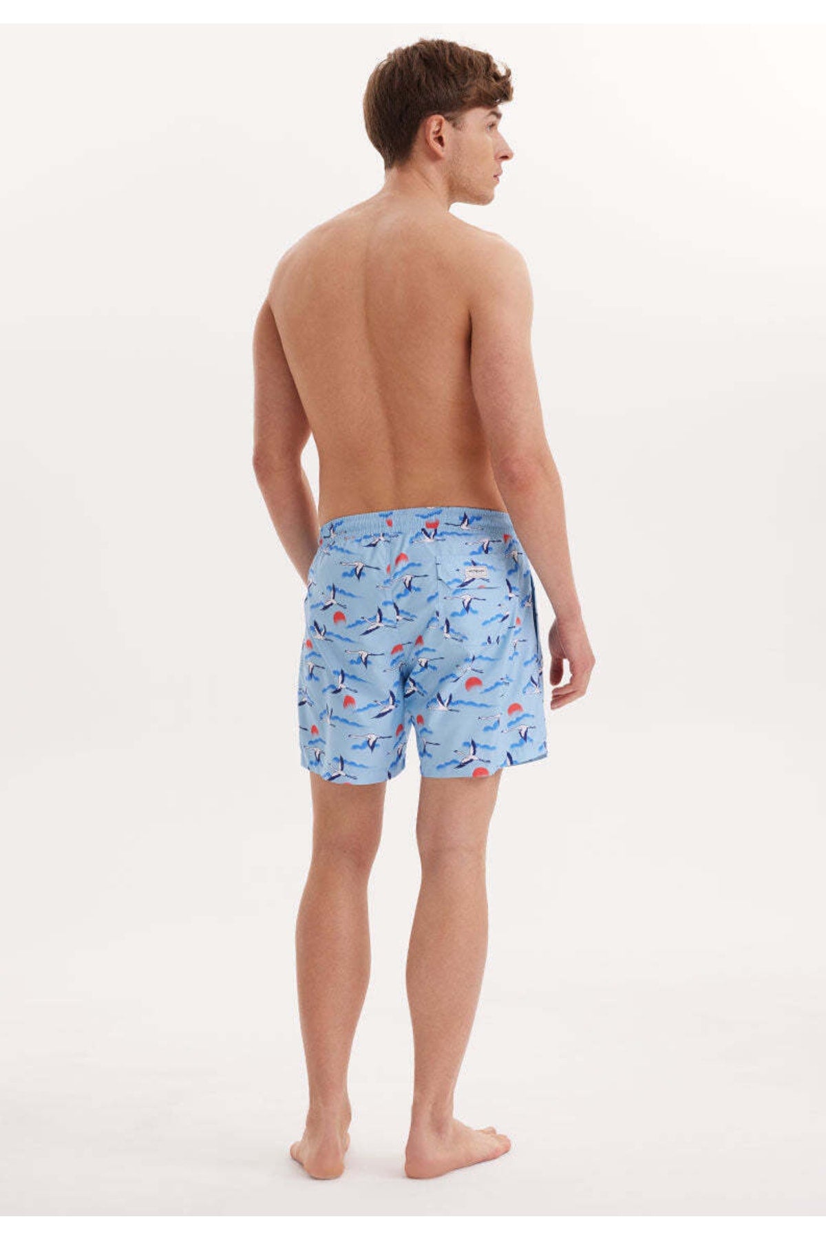 Men's Blue Printed Marine Shorts Wmpattern Swımshorts