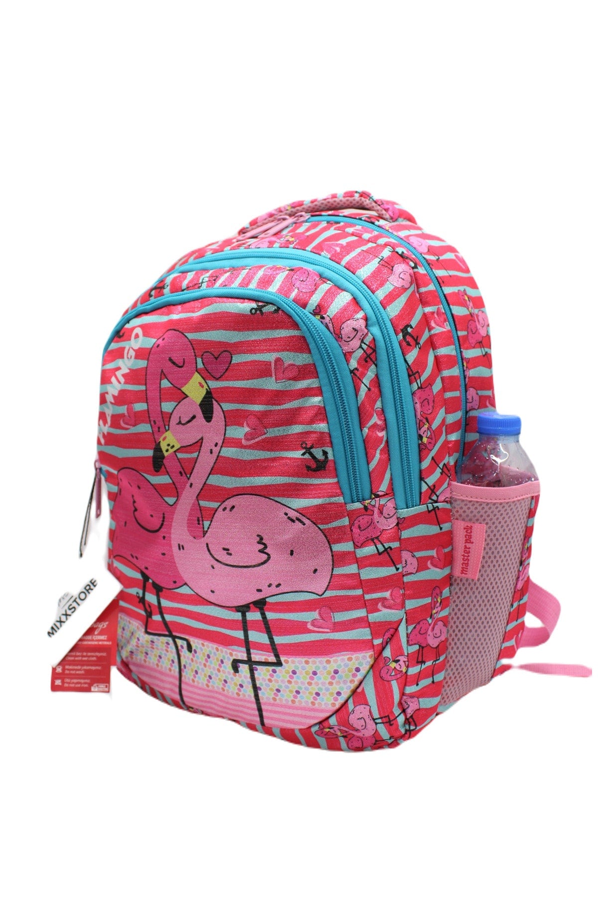 Sim Flamingo Patterned Fuchsia Color Girl Backpack Primary School Bag Set With Nutrient And Pencil Holder