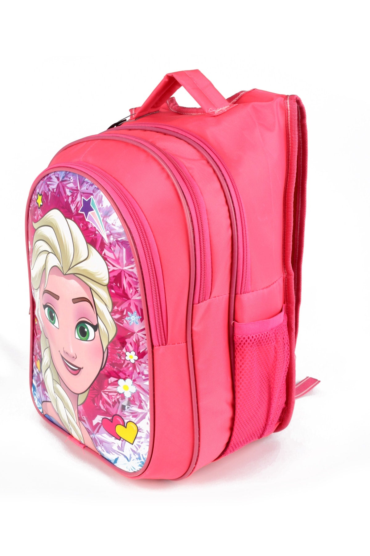 Middle School Primary School Bag and Lunch Box 3 Pockets Pad Elsa Head Pink