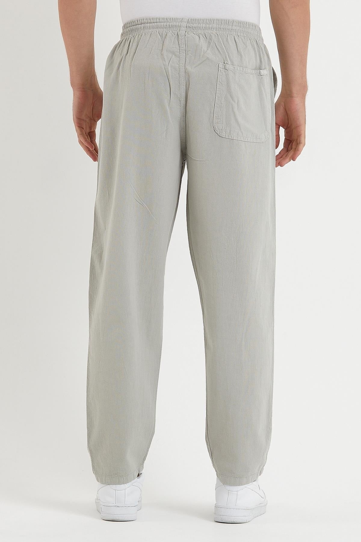 Men'S Gray Color Linen Trousers