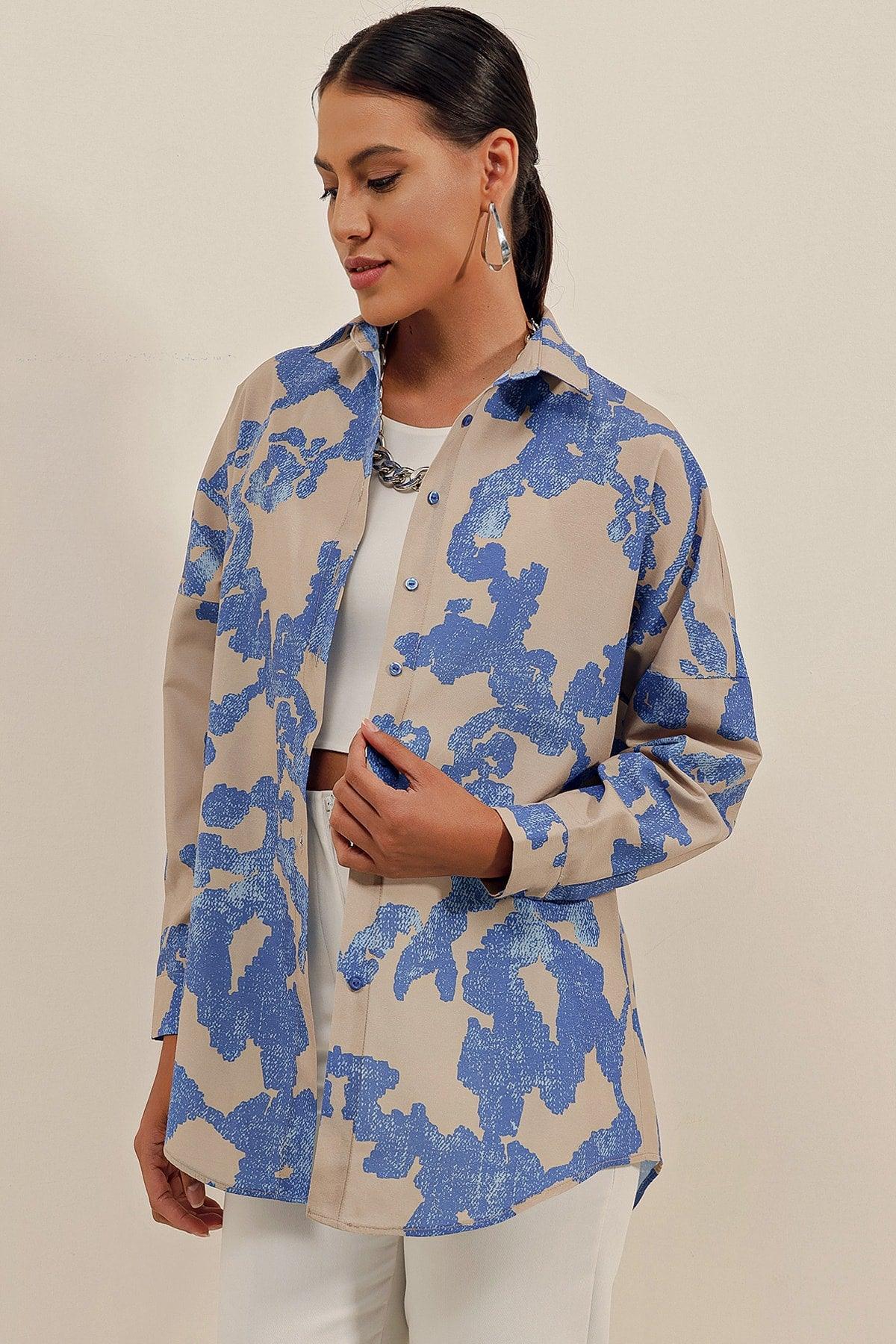 3900 Oversize Long Basic Shirt - D.blue - Swordslife