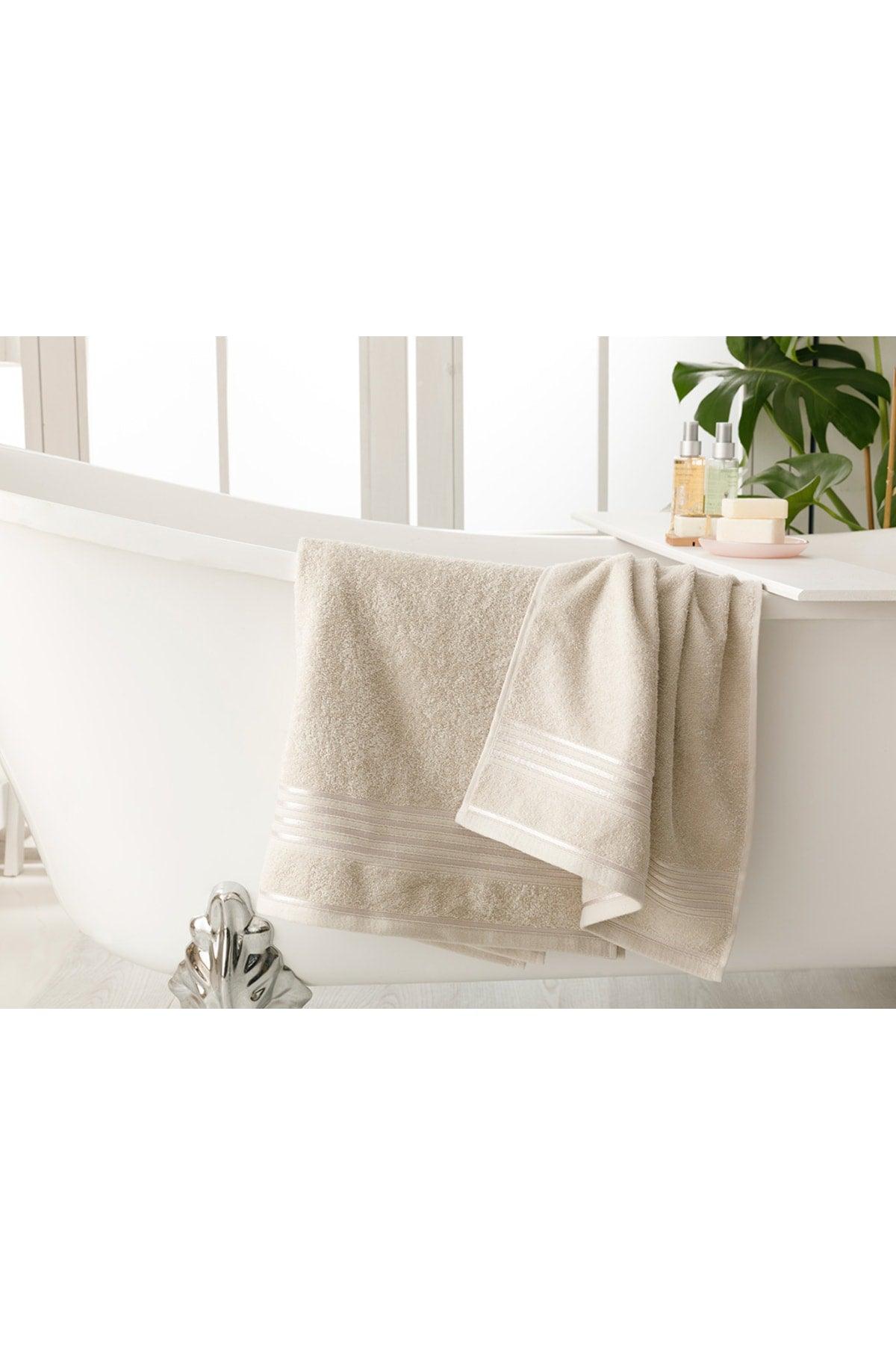 Romantic Stripe Flush Bath Towel Set 50x85cm + 70x150cm Light Gray - Swordslife