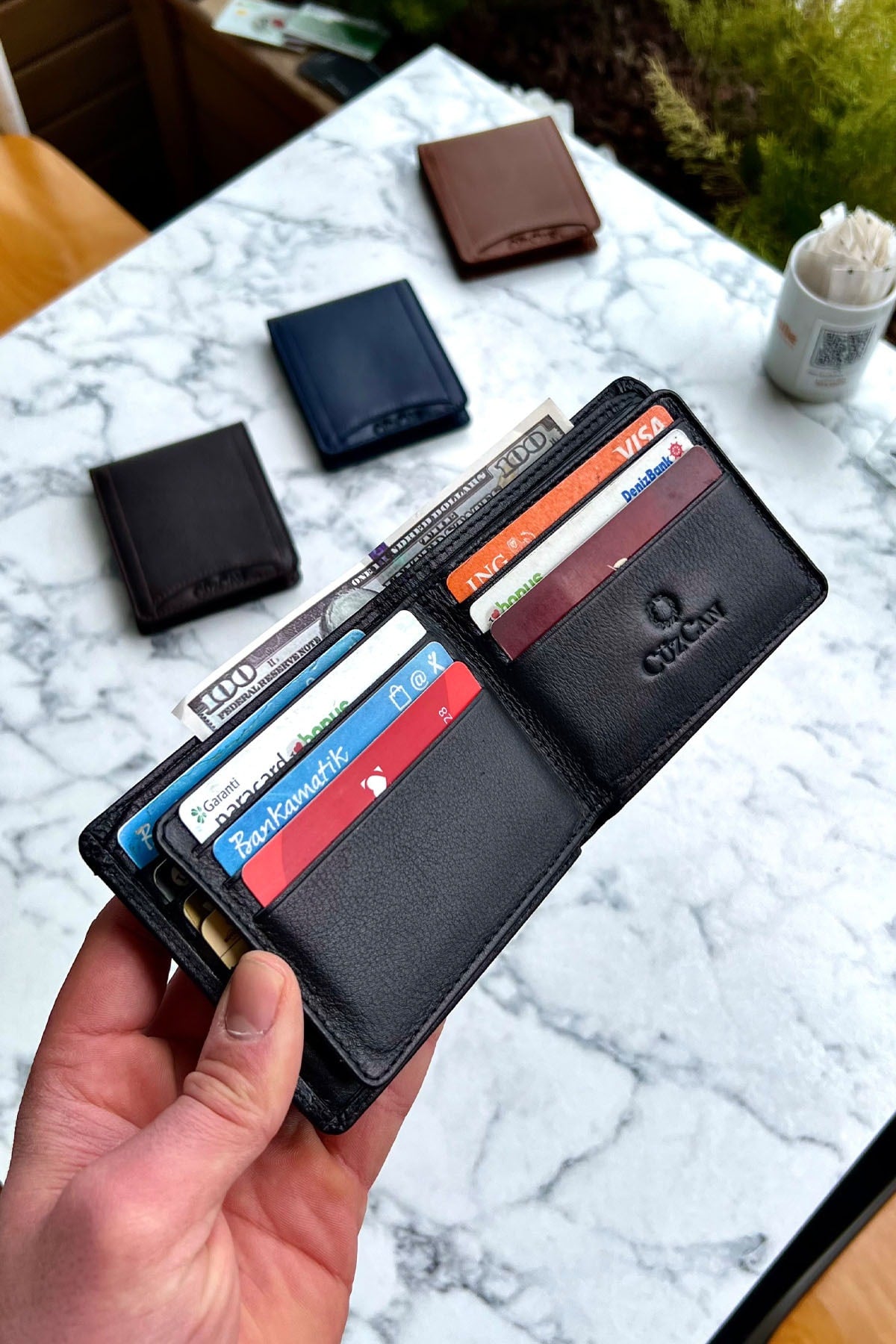 Black Butterfly Model Genuine Leather Men'S Name Custom Printed Wallet